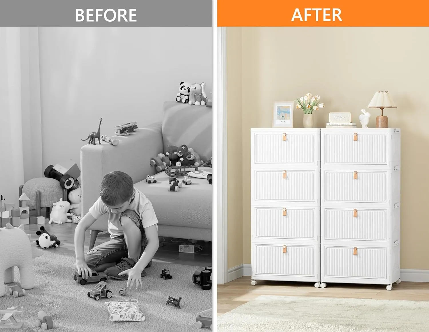 Closet Organizers and Storage 93Qt 3 Pack Closet Organizer Boxes for Clothes Stackable Storage Bins Foldable Storage Drawer for Clothes Milky