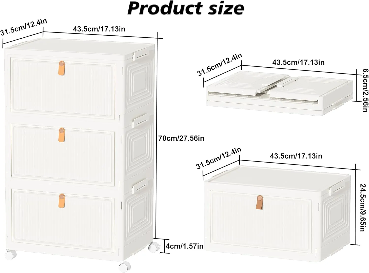 Closet Organizers and Storage 93Qt 3 Pack Closet Organizer Boxes for Clothes Stackable Storage Bins Foldable Storage Drawer for Clothes Milky