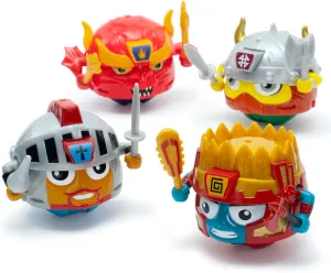 Collectors Pack - 4 Warriors (Volcanon, Solar, Ice-Berg, Scorch), Weapon Wielding Toy Characters, Rolling Ball Figures, Kids 5 