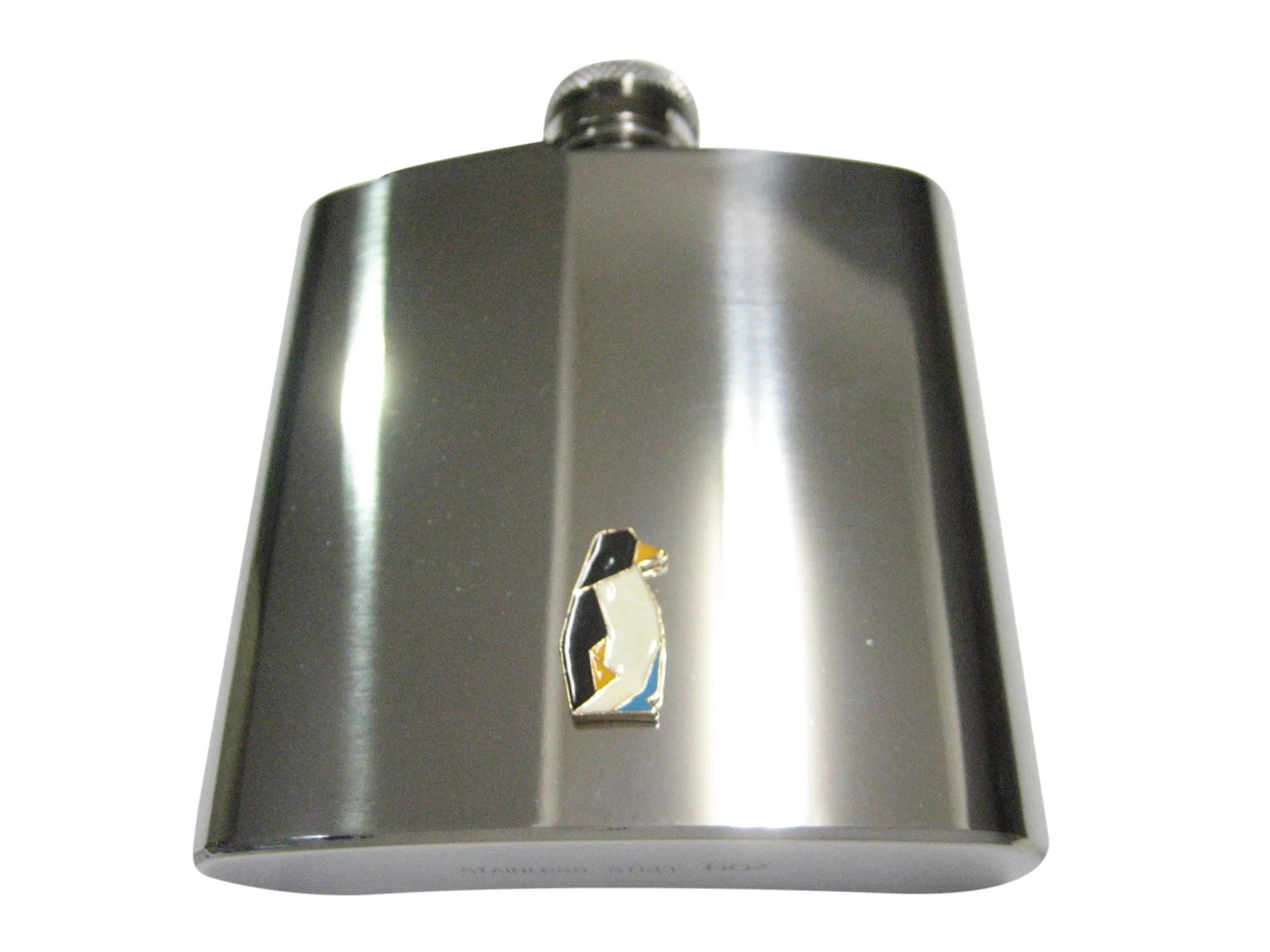Colorful Origami Penguin Bird 6oz Flask
