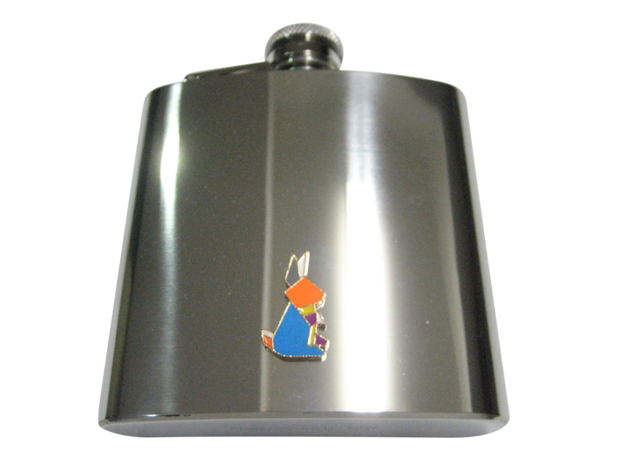 Colorful Origami Rabbit Bunny 6oz Flask