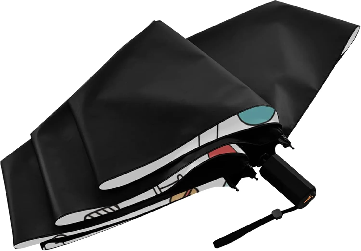 Compact Lightweight Folding Umbrella, Inner Print Sun Parasol with UV Protection, Strong Portable Travel Rain Umbrella