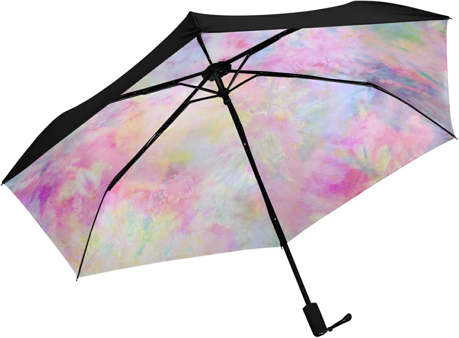 Compact Lightweight Folding Umbrella, Inner Print Sun Parasol with UV Protection, Strong Portable Travel Rain Umbrella