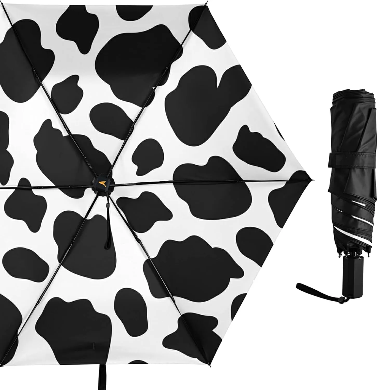 Compact Lightweight Folding Umbrella, Inner Print Sun Parasol with UV Protection, Strong Portable Travel Rain Umbrella