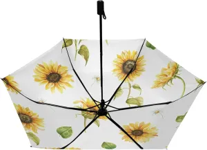 Compact Lightweight Folding Umbrella, Inner Print Sun Parasol with UV Protection, Strong Portable Travel Rain Umbrella