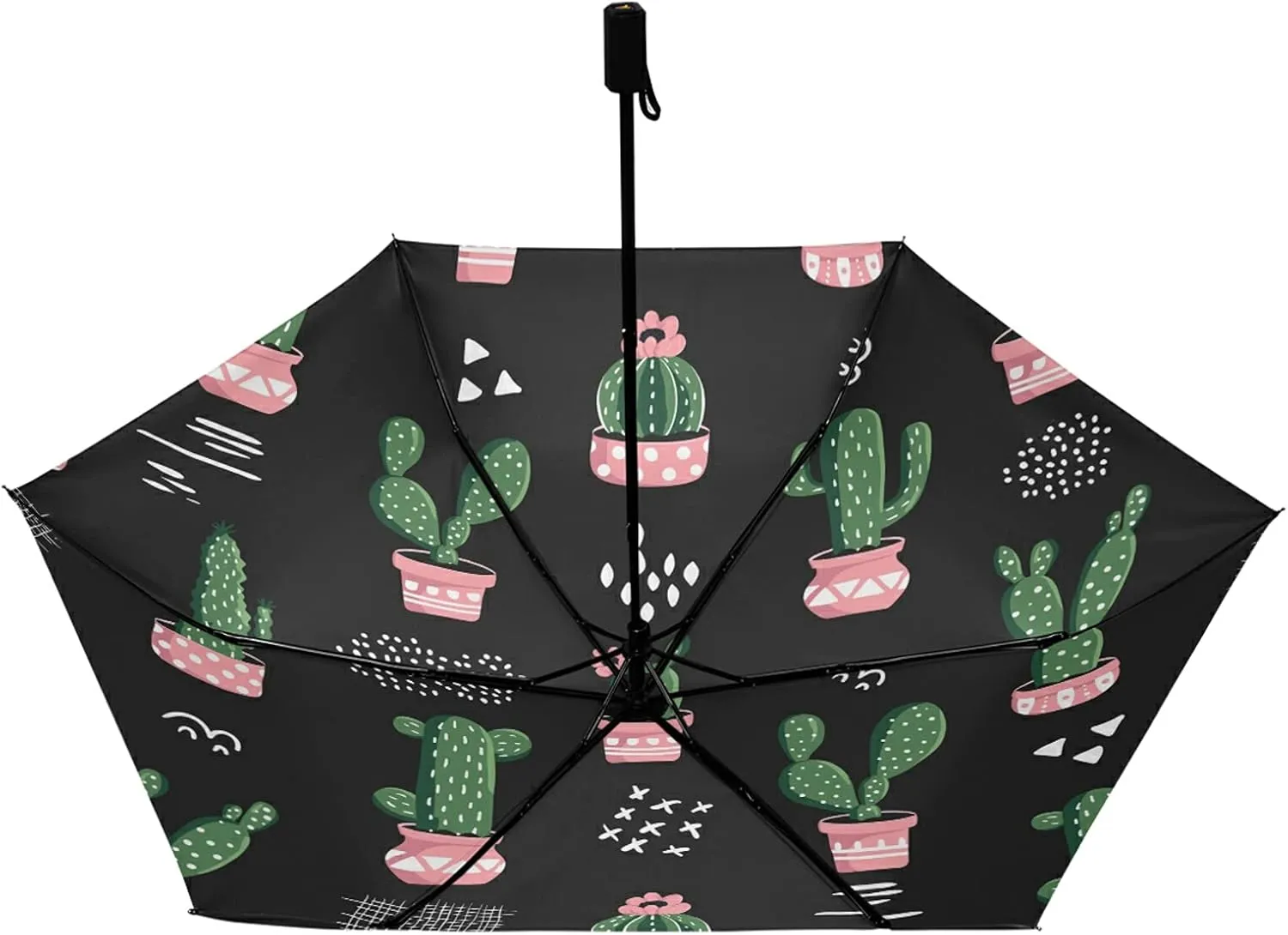 Compact Lightweight Folding Umbrella, Inner Print Sun Parasol with UV Protection, Strong Portable Travel Rain Umbrella