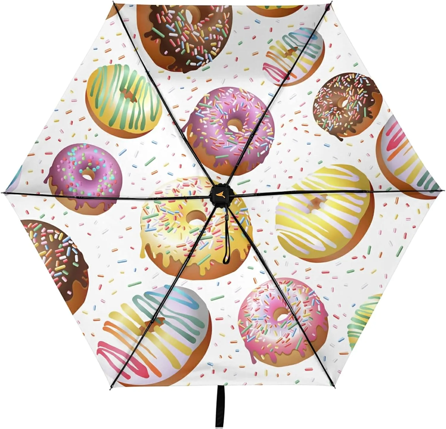 Compact Lightweight Folding Umbrella, Inner Print Sun Parasol with UV Protection, Strong Portable Travel Rain Umbrella