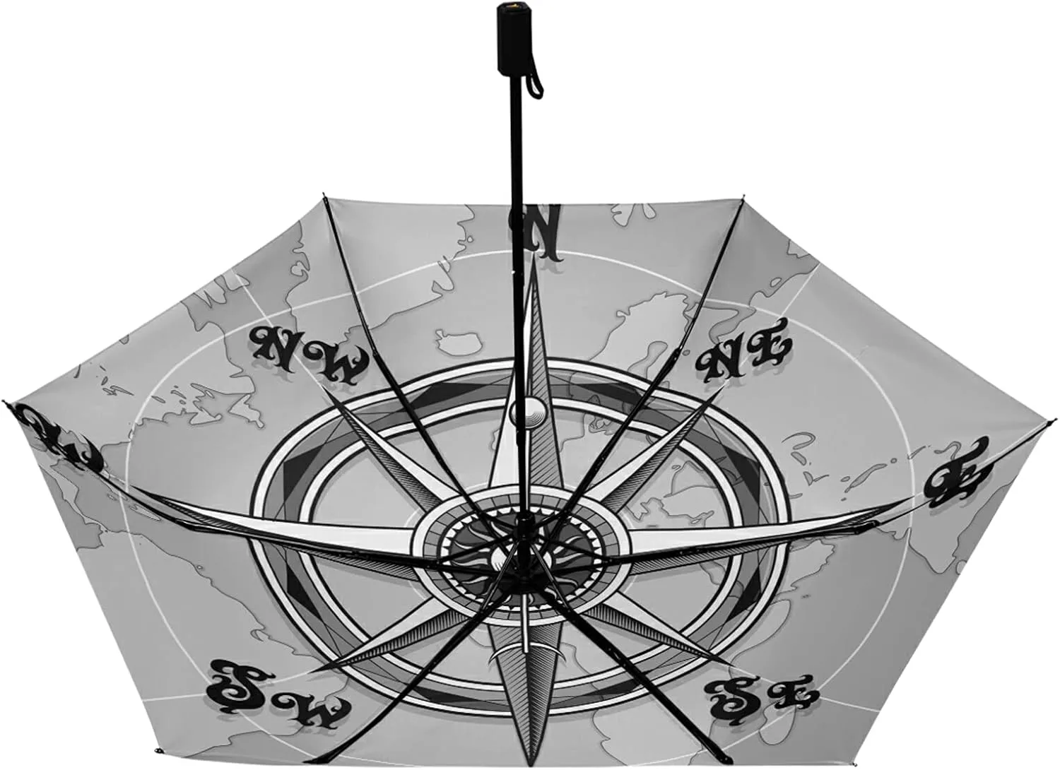 Compact Lightweight Folding Umbrella, Inner Print Sun Parasol with UV Protection, Strong Portable Travel Rain Umbrella
