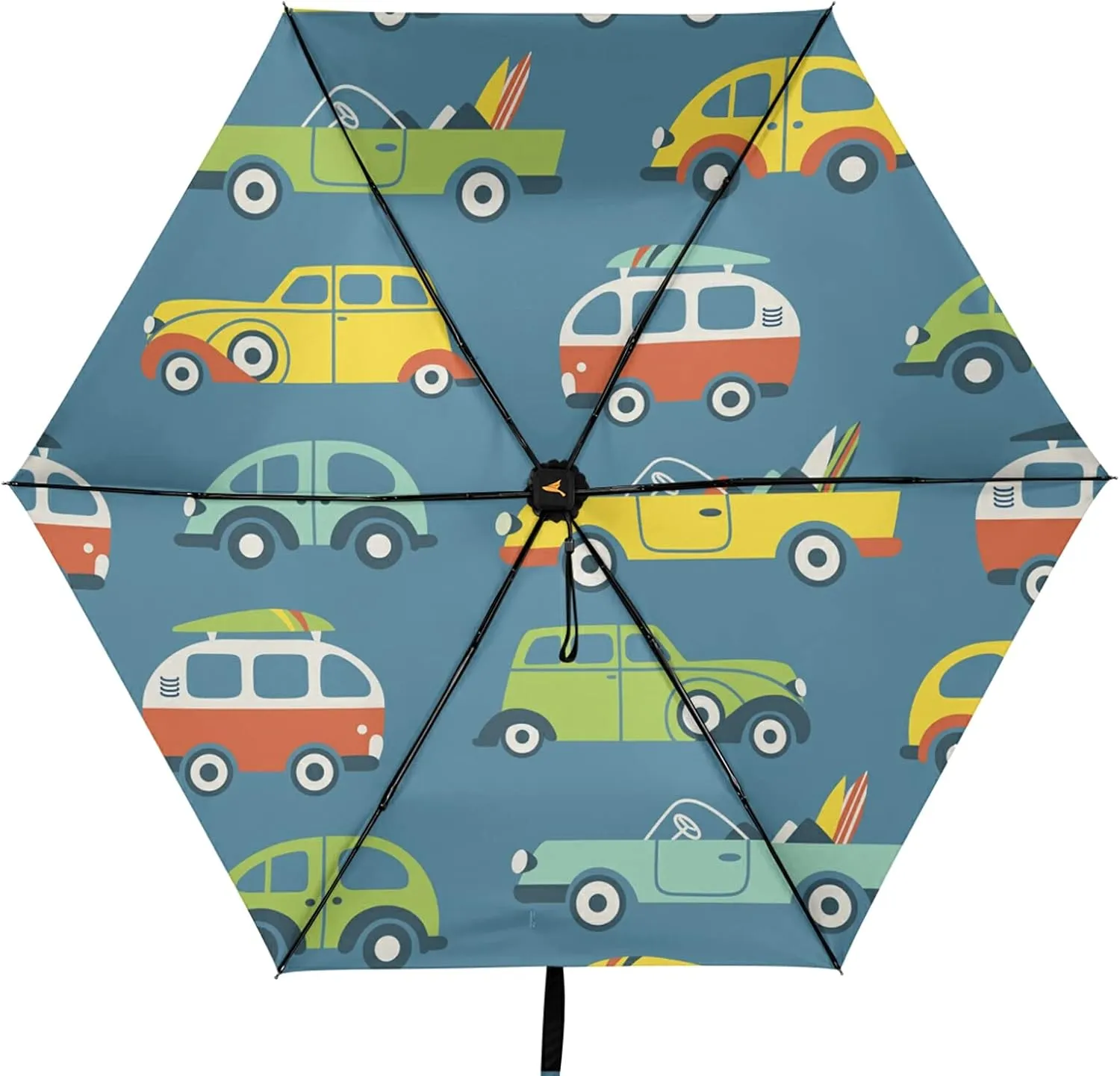 Compact Lightweight Folding Umbrella, Inner Print Sun Parasol with UV Protection, Strong Portable Travel Rain Umbrella