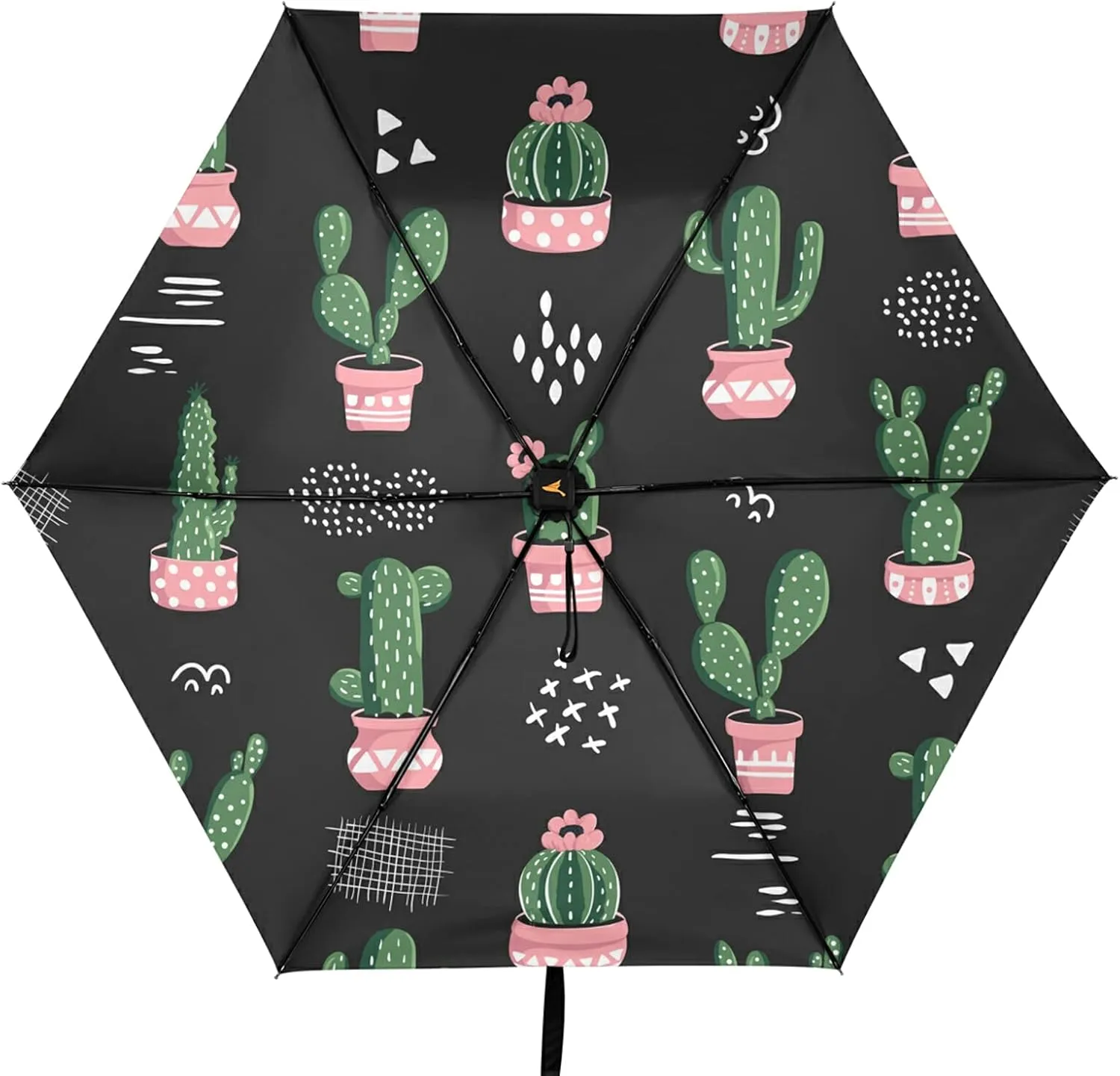 Compact Lightweight Folding Umbrella, Inner Print Sun Parasol with UV Protection, Strong Portable Travel Rain Umbrella