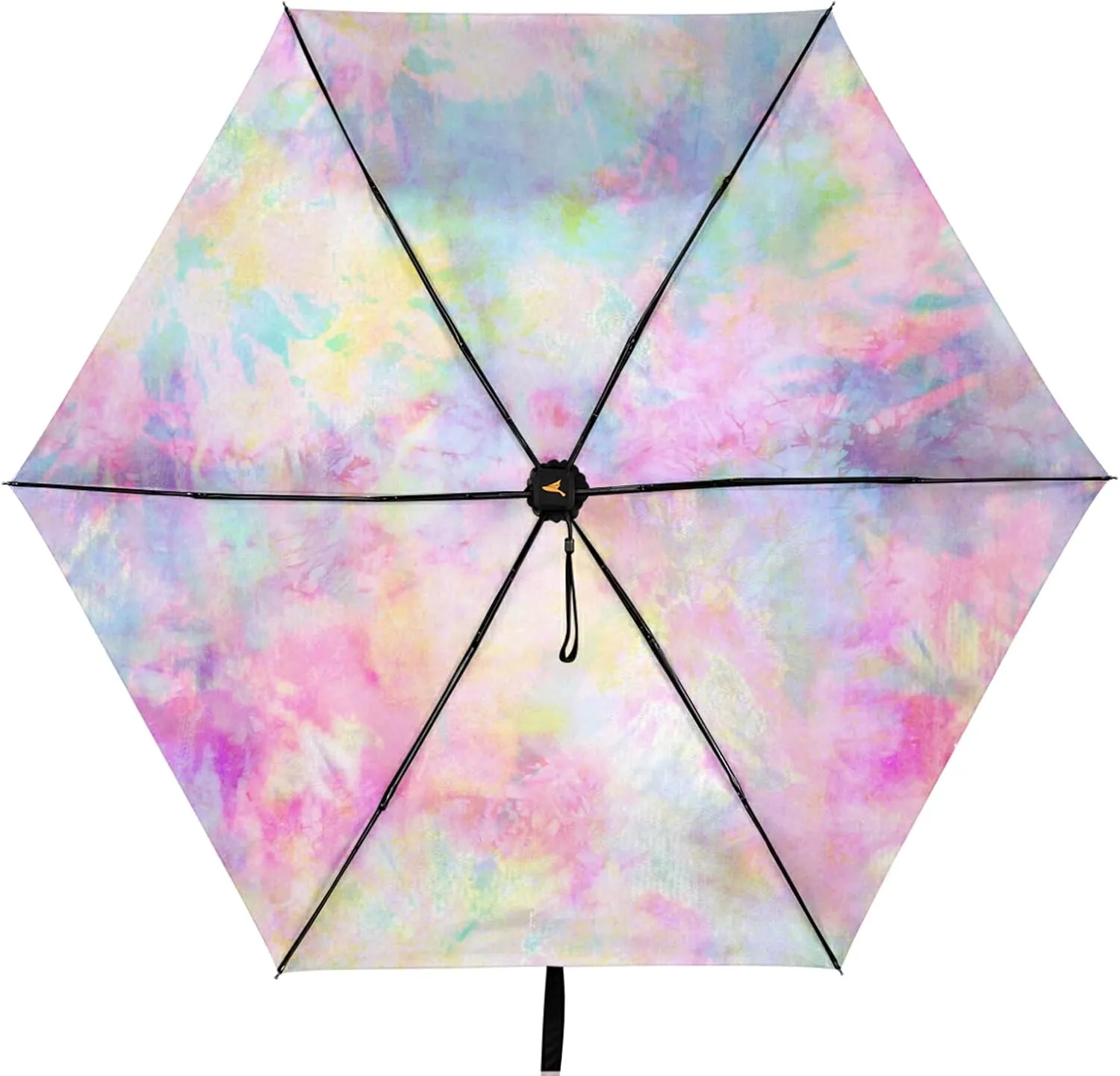 Compact Lightweight Folding Umbrella, Inner Print Sun Parasol with UV Protection, Strong Portable Travel Rain Umbrella