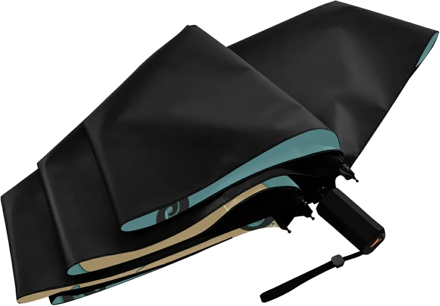 Compact Lightweight Folding Umbrella, Inner Print Sun Parasol with UV Protection, Strong Portable Travel Rain Umbrella