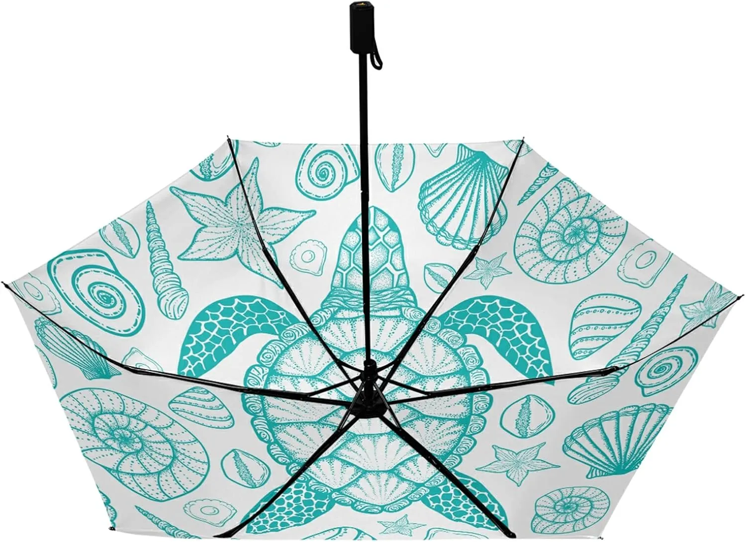 Compact Lightweight Folding Umbrella, Inner Print Sun Parasol with UV Protection, Strong Portable Travel Rain Umbrella