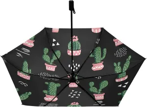 Compact Lightweight Folding Umbrella, Inner Print Sun Parasol with UV Protection, Strong Portable Travel Rain Umbrella