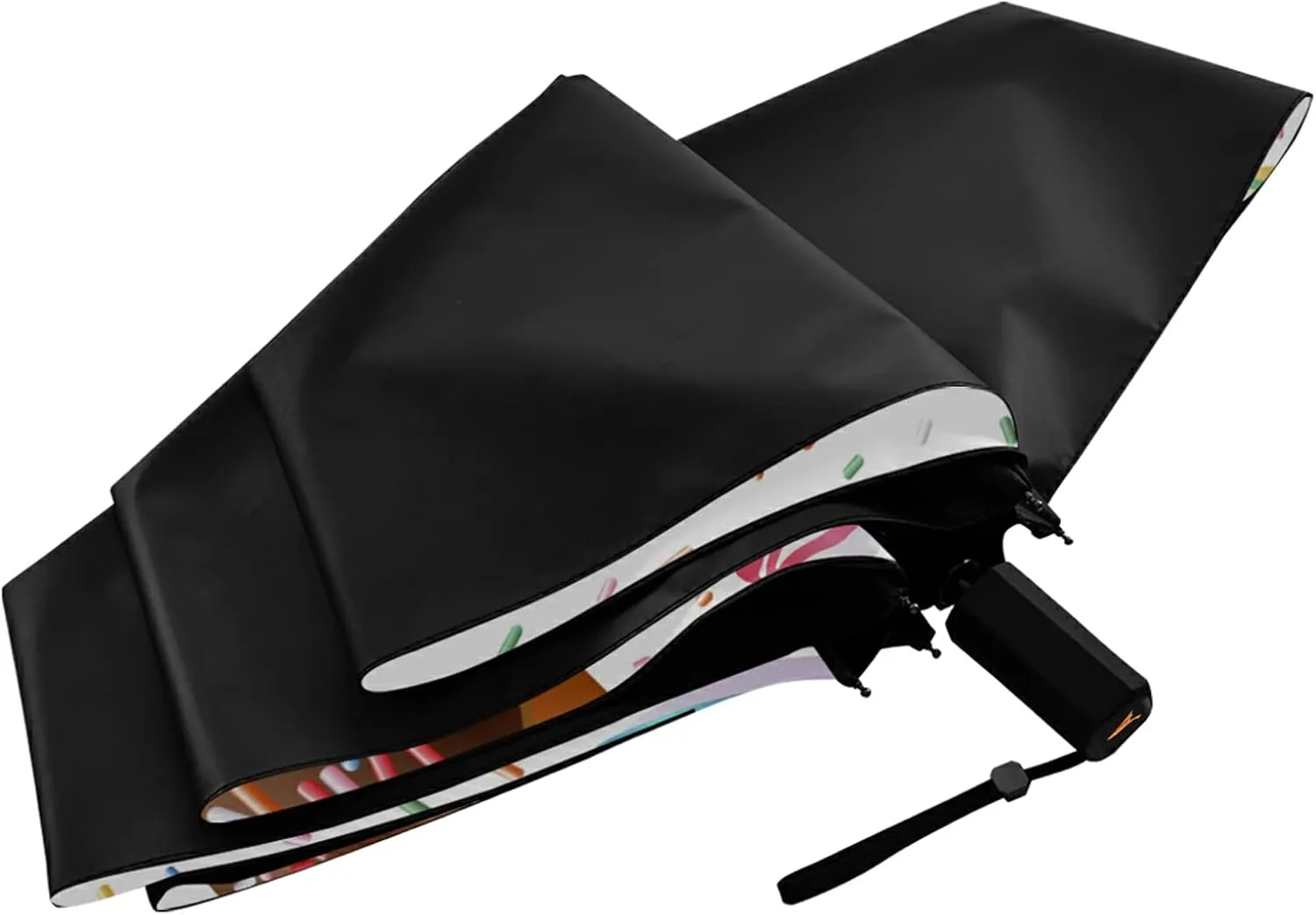 Compact Lightweight Folding Umbrella, Inner Print Sun Parasol with UV Protection, Strong Portable Travel Rain Umbrella