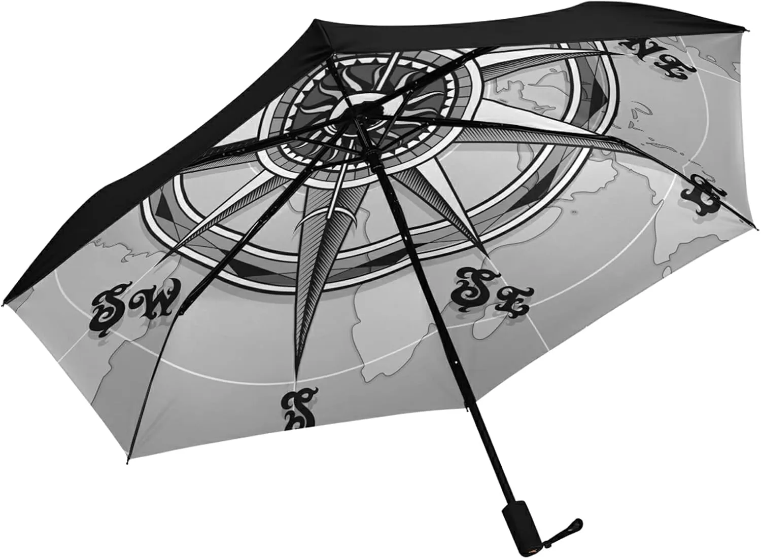 Compact Lightweight Folding Umbrella, Inner Print Sun Parasol with UV Protection, Strong Portable Travel Rain Umbrella