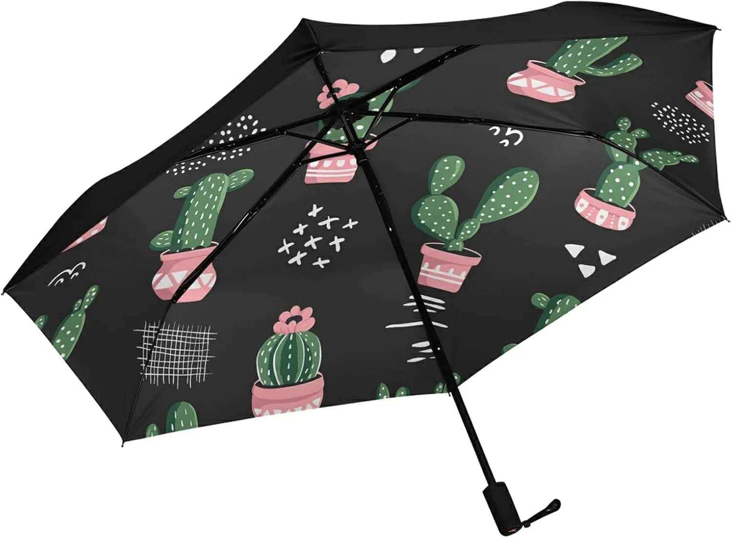 Compact Lightweight Folding Umbrella, Inner Print Sun Parasol with UV Protection, Strong Portable Travel Rain Umbrella