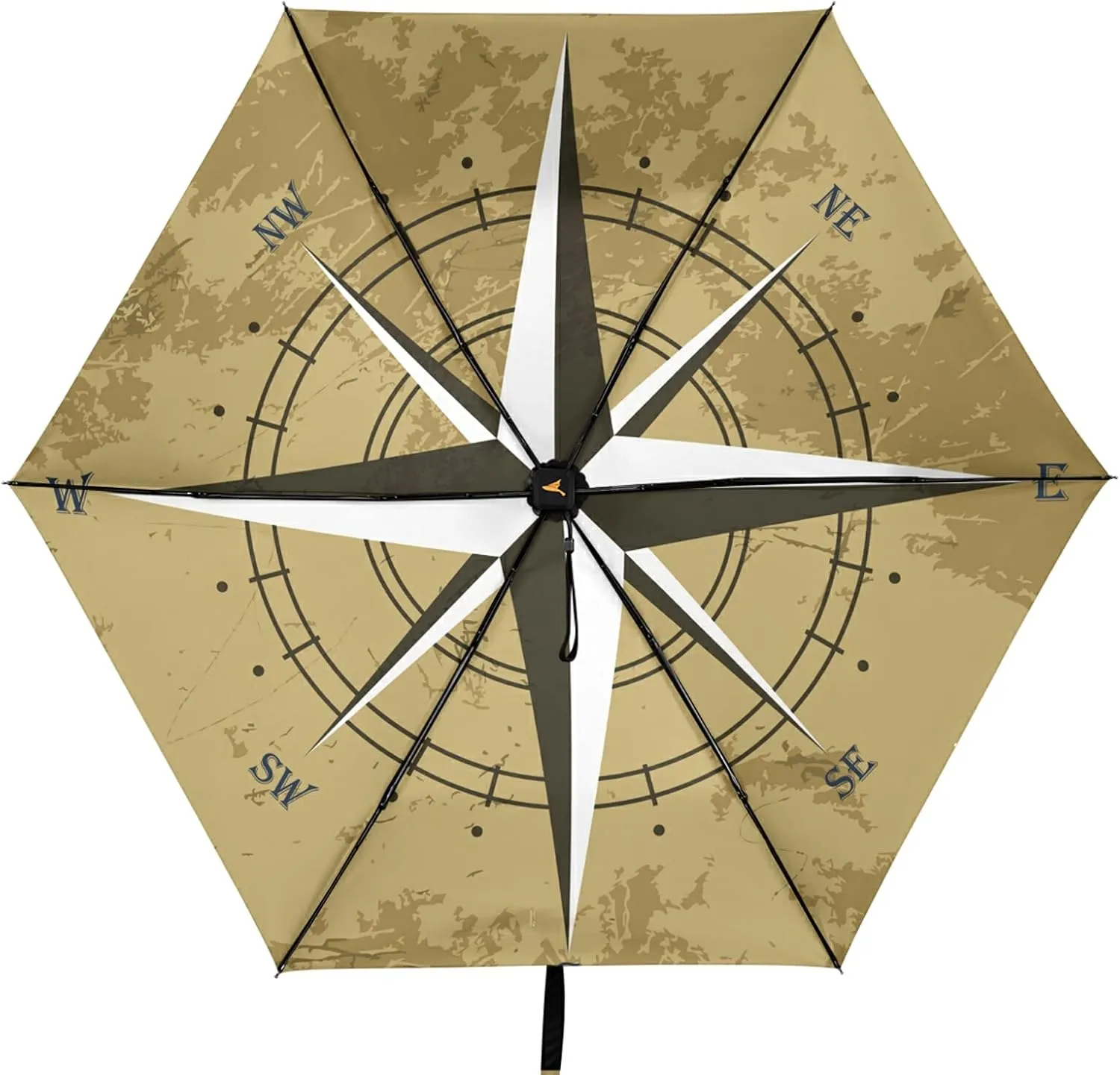 Compact Lightweight Folding Umbrella, Inner Print Sun Parasol with UV Protection, Strong Portable Travel Rain Umbrella