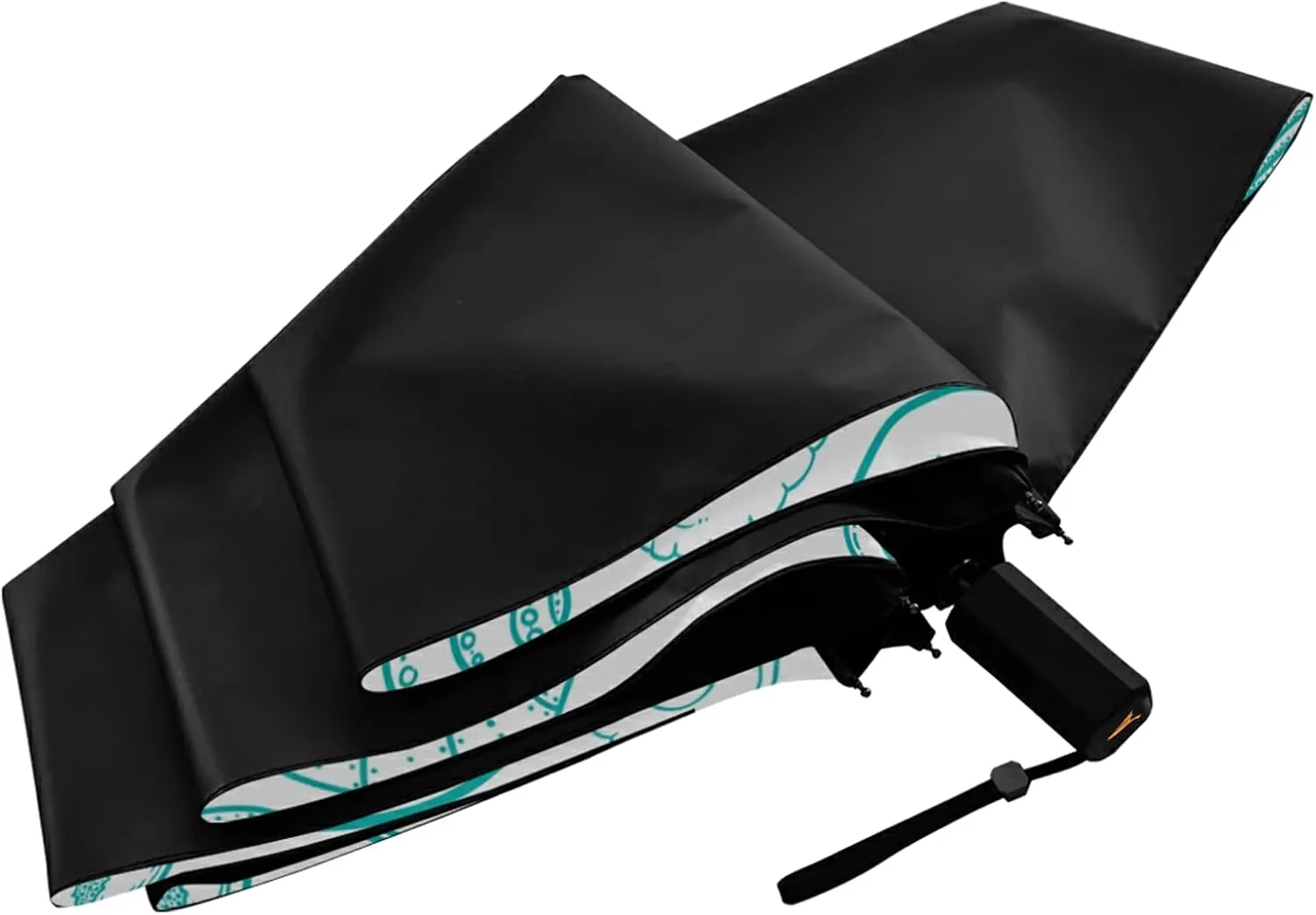 Compact Lightweight Folding Umbrella, Inner Print Sun Parasol with UV Protection, Strong Portable Travel Rain Umbrella