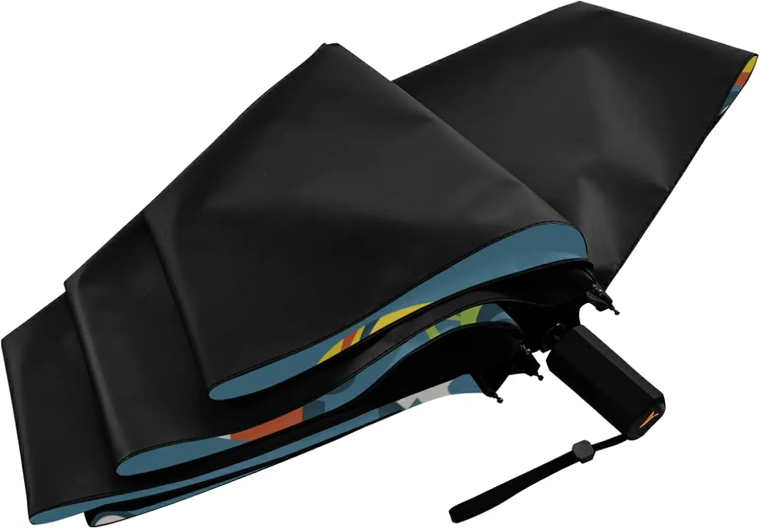 Compact Lightweight Folding Umbrella, Inner Print Sun Parasol with UV Protection, Strong Portable Travel Rain Umbrella