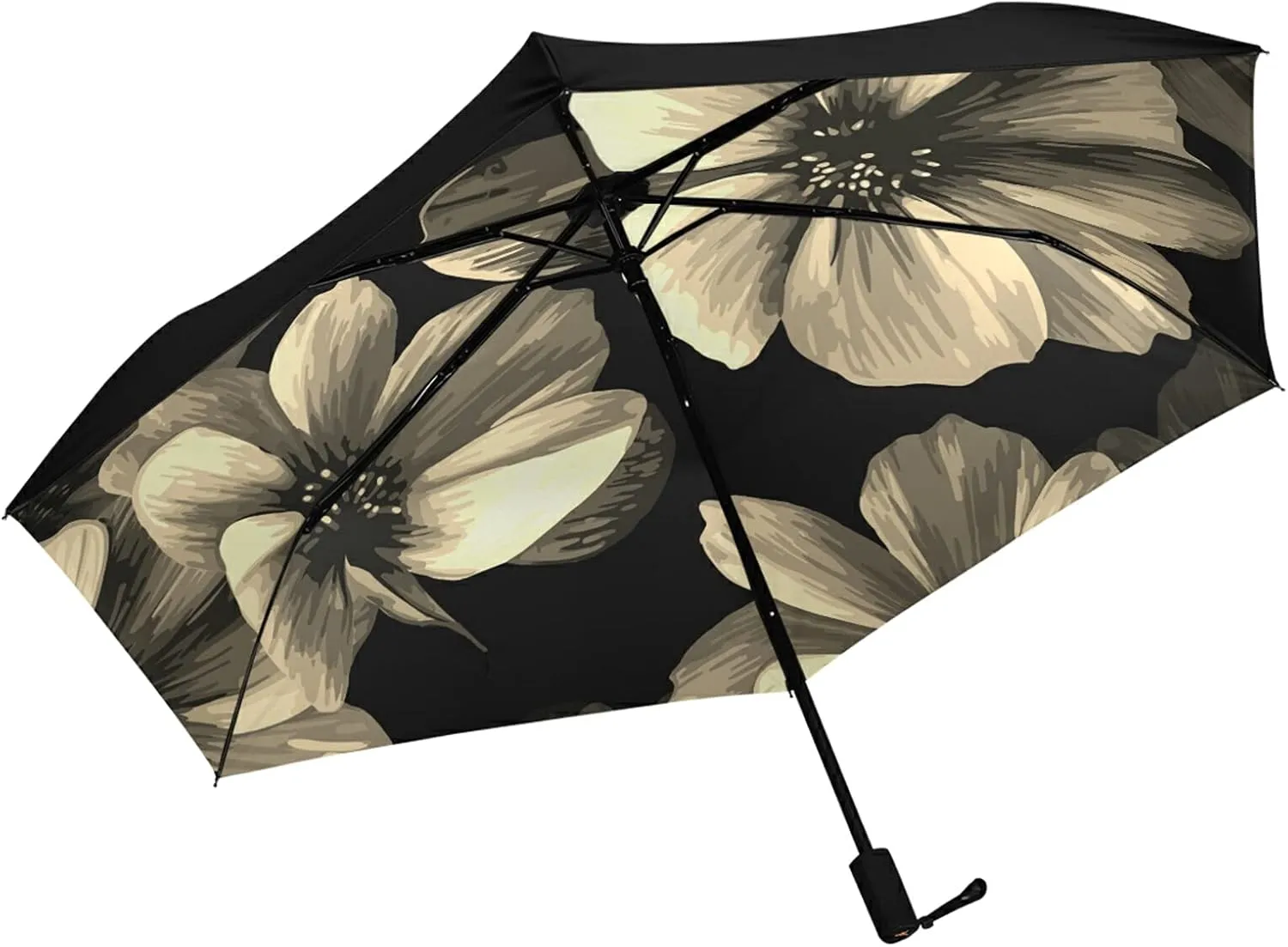 Compact Lightweight Folding Umbrella, Inner Print Sun Parasol with UV Protection, Strong Portable Travel Rain Umbrella