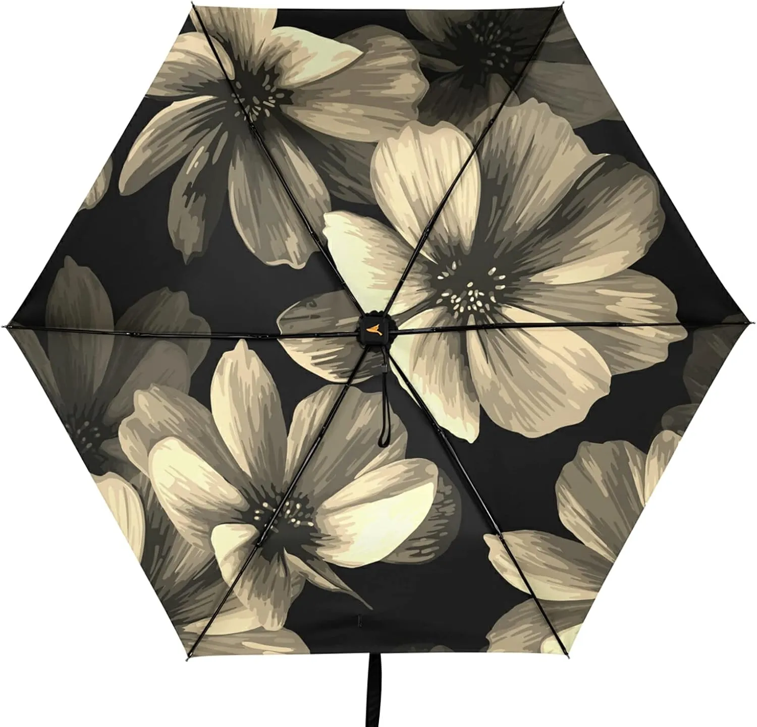 Compact Lightweight Folding Umbrella, Inner Print Sun Parasol with UV Protection, Strong Portable Travel Rain Umbrella