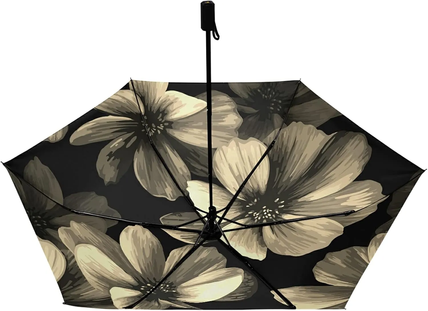 Compact Lightweight Folding Umbrella, Inner Print Sun Parasol with UV Protection, Strong Portable Travel Rain Umbrella