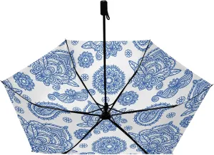 Compact Lightweight Folding Umbrella, Inner Print Sun Parasol with UV Protection, Strong Portable Travel Rain Umbrella