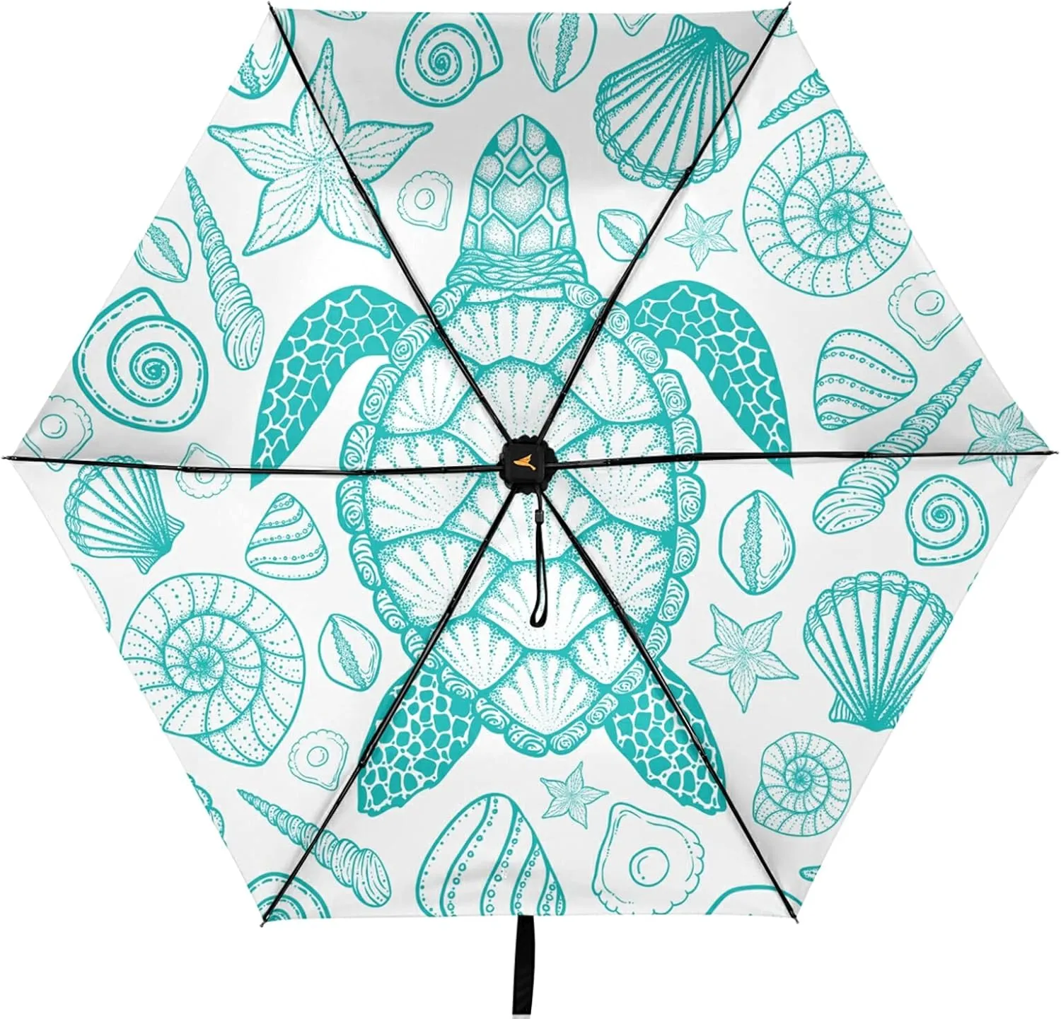 Compact Lightweight Folding Umbrella, Inner Print Sun Parasol with UV Protection, Strong Portable Travel Rain Umbrella