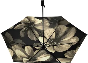 Compact Lightweight Folding Umbrella, Inner Print Sun Parasol with UV Protection, Strong Portable Travel Rain Umbrella