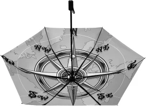 Compact Lightweight Folding Umbrella, Inner Print Sun Parasol with UV Protection, Strong Portable Travel Rain Umbrella