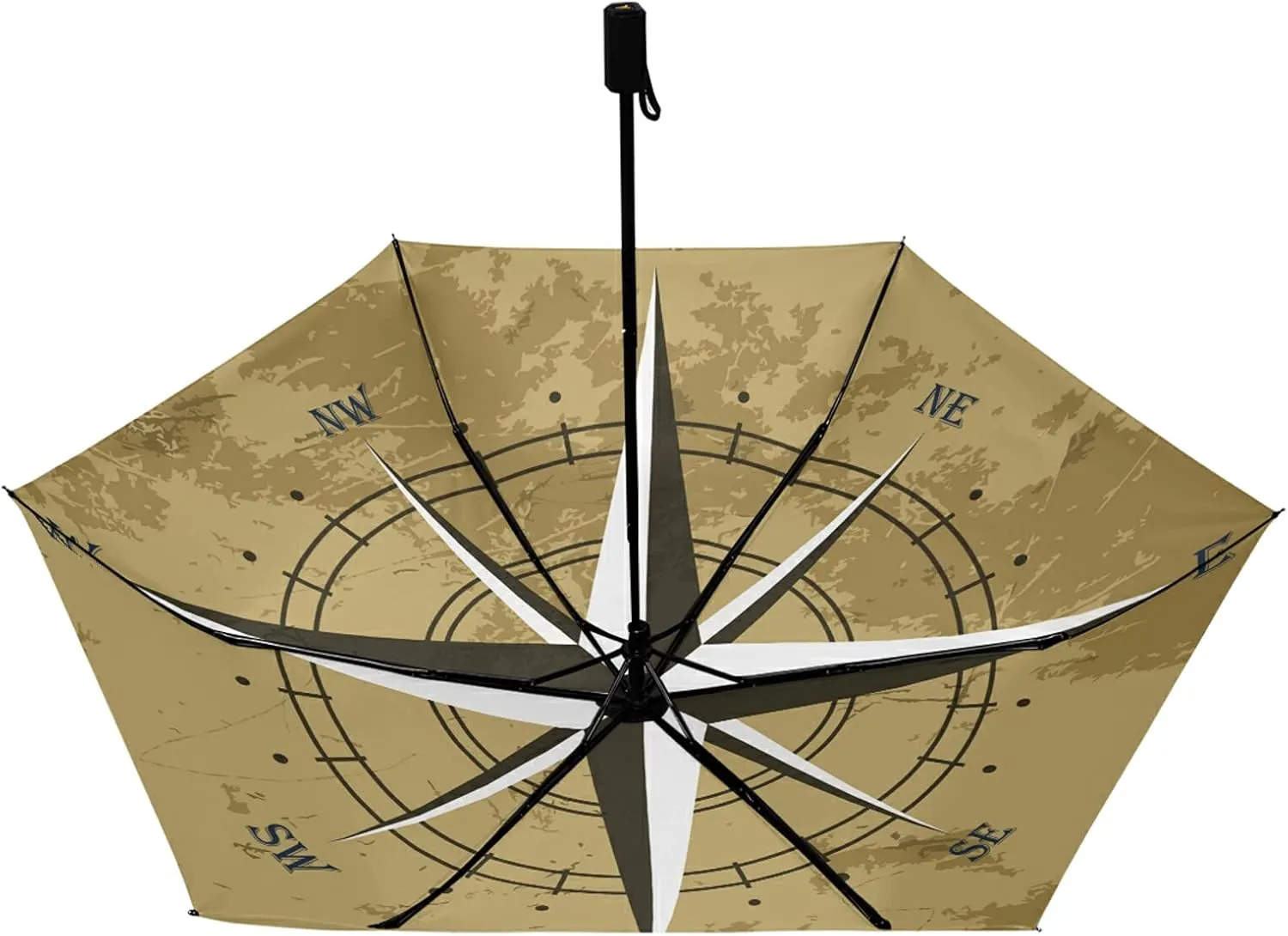 Compact Lightweight Folding Umbrella, Inner Print Sun Parasol with UV Protection, Strong Portable Travel Rain Umbrella