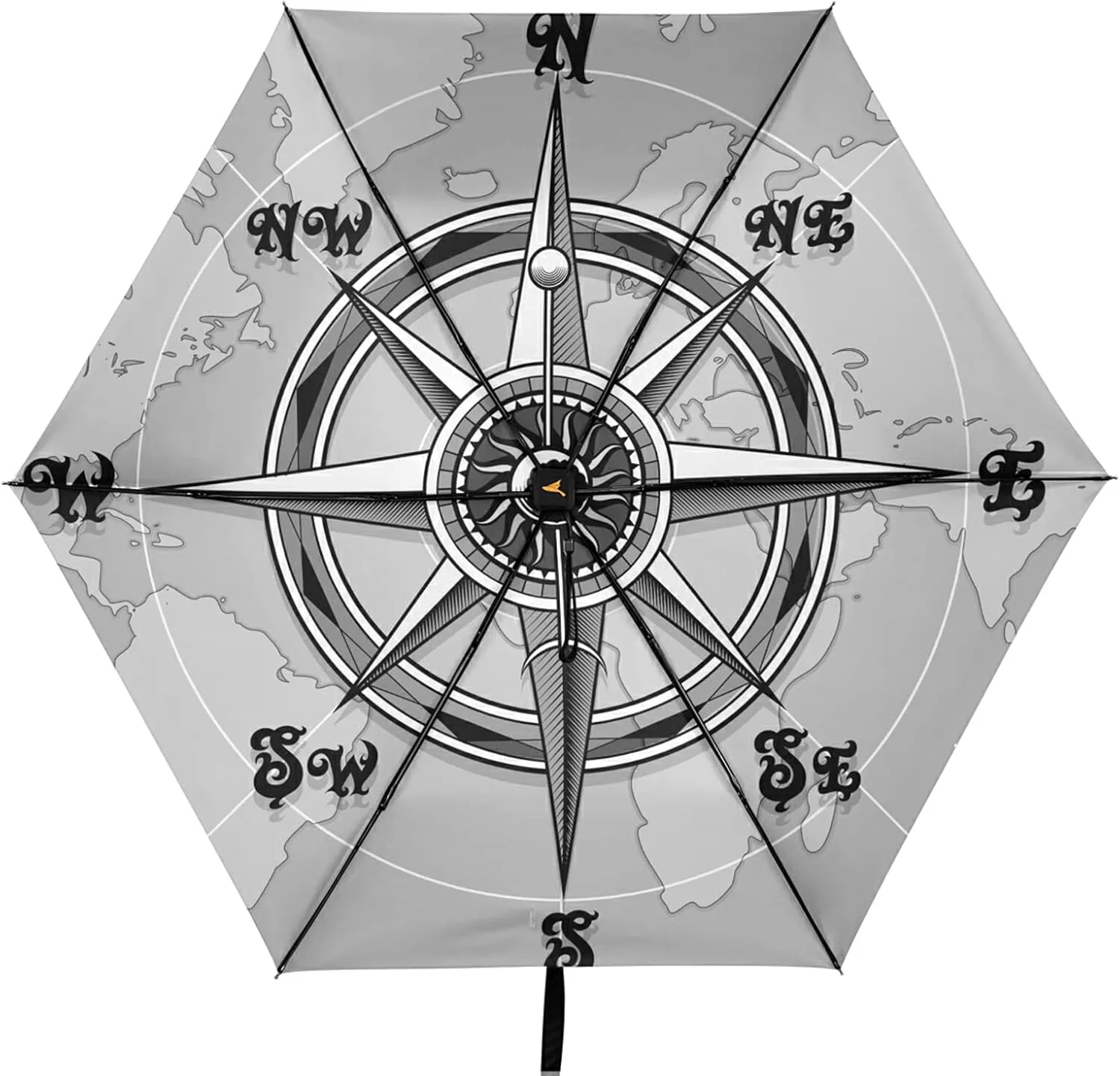 Compact Lightweight Folding Umbrella, Inner Print Sun Parasol with UV Protection, Strong Portable Travel Rain Umbrella