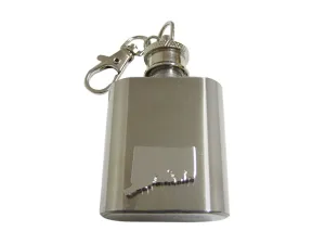 Connecticut State Map Shape 1 Oz. Stainless Steel Key Chain Flask