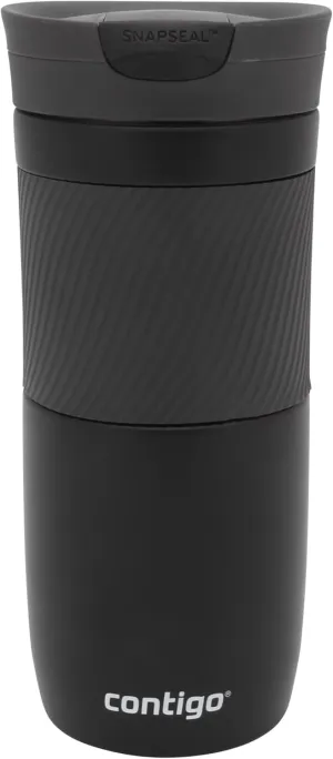 Contigo Byron Snapseal Travel Mug, Stainless Steel Thermal Mug, Vacuum Flask, Leakproof Tumbler, Coffee Mug with BPA Free Easy-Clean Lid, 470 ml, Matte Black