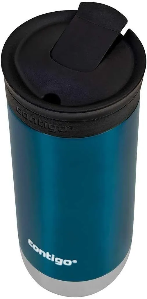 Contigo Huron 2.0 Snapseal Travel Mug | Stainless Steel Thermal Mug | Vacuum Flask | Leakproof Tumbler | Coffee to go Mug with BPA Free Easy-Clean Lid |Blueberry | 470 ml