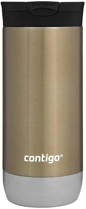 Contigo Huron 2.0 Snapseal Travel Mug | Stainless Steel Thermal Mug | Vacuum Flask | Leakproof Tumbler | Coffee to go Mug with BPA Free Easy-Clean Lid |Brown Sugar | 470 ml