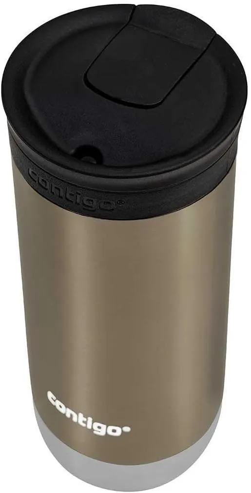 Contigo Huron 2.0 Snapseal Travel Mug | Stainless Steel Thermal Mug | Vacuum Flask | Leakproof Tumbler | Coffee to go Mug with BPA Free Easy-Clean Lid |Brown Sugar | 470 ml