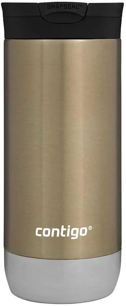 Contigo Huron 2.0 Snapseal Travel Mug | Stainless Steel Thermal Mug | Vacuum Flask | Leakproof Tumbler | Coffee to go Mug with BPA Free Easy-Clean Lid |Brown Sugar | 470 ml