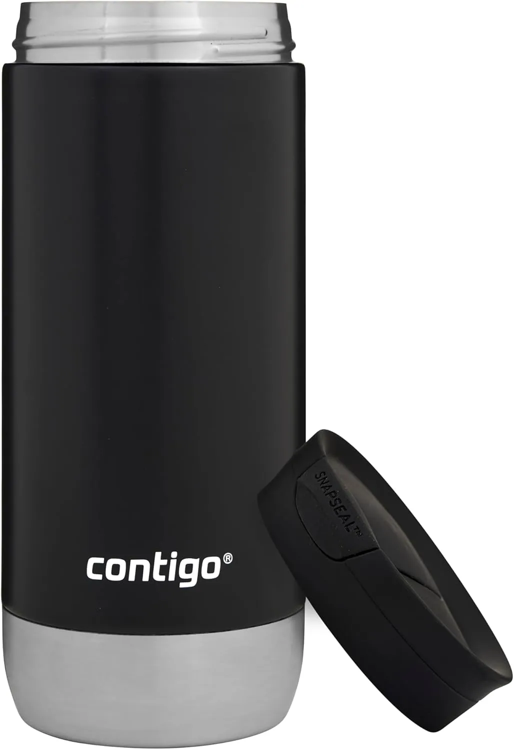 Contigo Huron 2.0 Snapseal Travel Mug | Stainless Steel Thermal Mug | Vacuum Flask | Leakproof Tumbler | Coffee to go Mug with BPA Free Easy-Clean Lid | Licorice | 470 ml