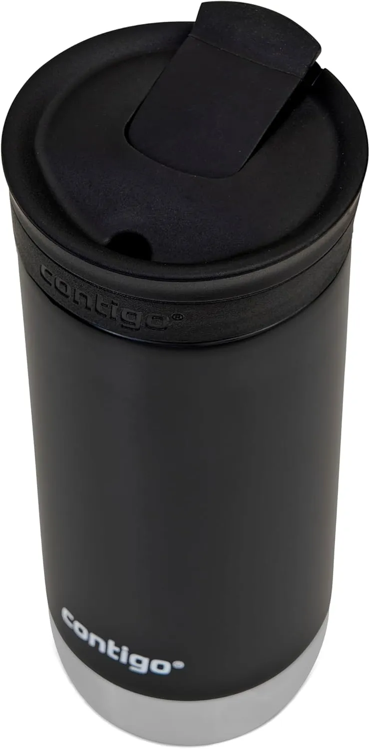 Contigo Huron 2.0 Snapseal Travel Mug | Stainless Steel Thermal Mug | Vacuum Flask | Leakproof Tumbler | Coffee to go Mug with BPA Free Easy-Clean Lid | Licorice | 470 ml