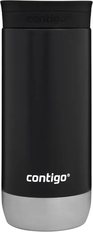 Contigo Huron 2.0 Snapseal Travel Mug | Stainless Steel Thermal Mug | Vacuum Flask | Leakproof Tumbler | Coffee to go Mug with BPA Free Easy-Clean Lid | Licorice | 470 ml