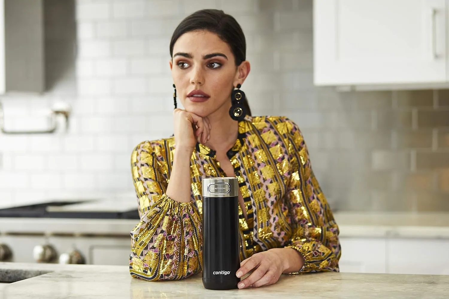 Contigo Luxe Autoseal Travel Mug, Stainless Steel Thermal Mug, Vacuum Flask, Leakproof Tumbler, dishwasher safe, Coffee Mug with BPA Free Easy-Clean Lid, Licorice