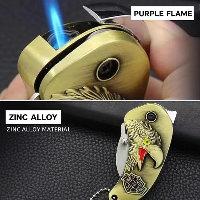 Cool Metal Design Jet Torch Lighter Refillable Butane Novelty Lighter for Gift Fireplace Candle Camping BBQ (Without Gas) (03)