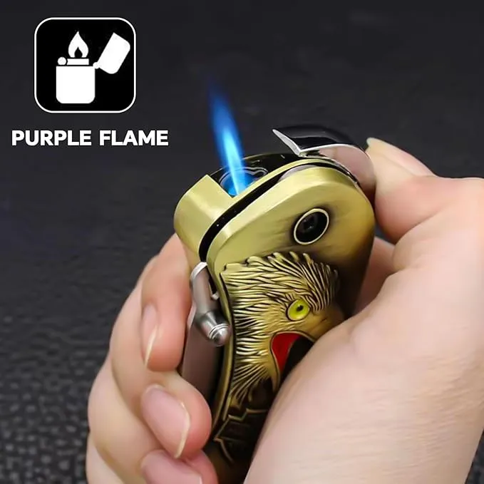Cool Metal Design Jet Torch Lighter Refillable Butane Novelty Lighter for Gift Fireplace Candle Camping BBQ (Without Gas) (03)