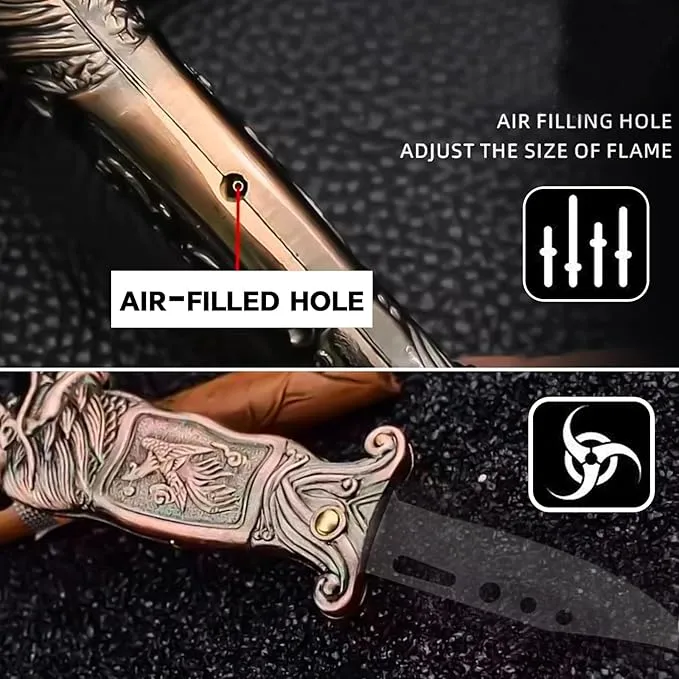 Cool Metal Design Jet Torch Lighter Refillable Butane Novelty Lighter for Gift Fireplace Candle Camping BBQ (Without Gas) (06)