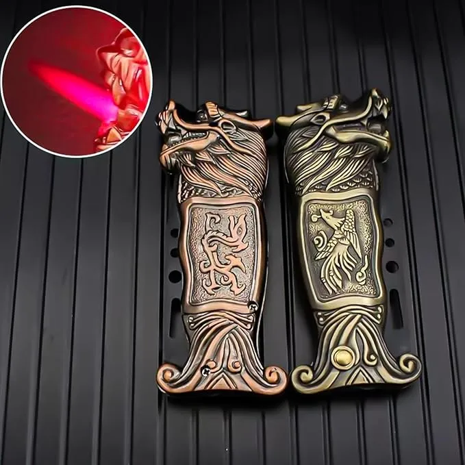 Cool Metal Design Jet Torch Lighter Refillable Butane Novelty Lighter for Gift Fireplace Candle Camping BBQ (Without Gas) (06)