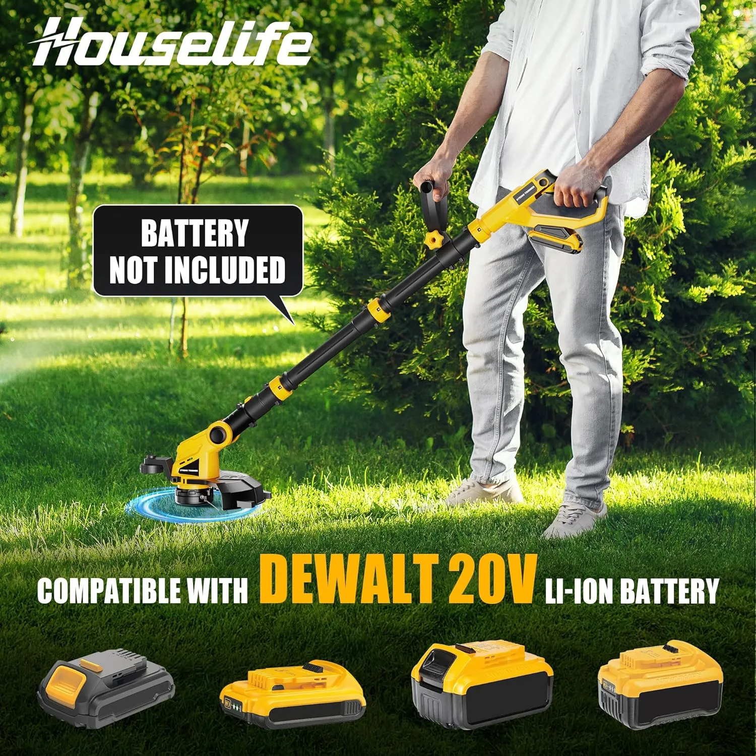 Cordless Weed Trimmer and Leaf Blower Combo Kit Compatible with Dewalt 20V Max Battery(Battery Not Included), 12 Inch Electric Weed Eater/String Trimmer and Lightweight Leaf Blower Cordless