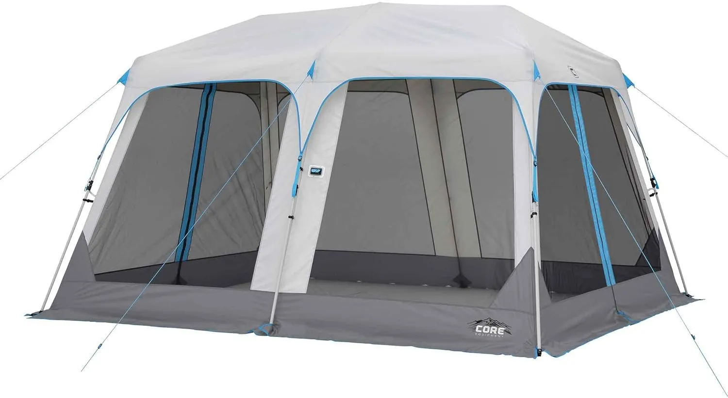 CORE 12’x10' Lighted Instant Screen House | Folding and Portable Large Pop Up Canopy Shelter with LED Lights | Perfect for Family Camping, Outdoor, Picnic, Backyards, BBQ, Tailgate, Patio and Party