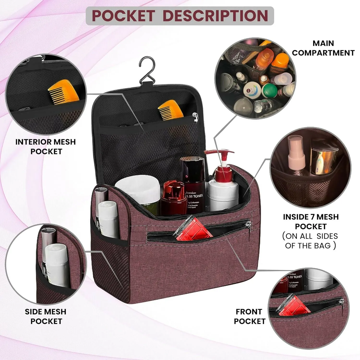 Cosmetic Utility Bag & Handle Duffel Toiletry for Women (Side-Handle ,Multi Colors)